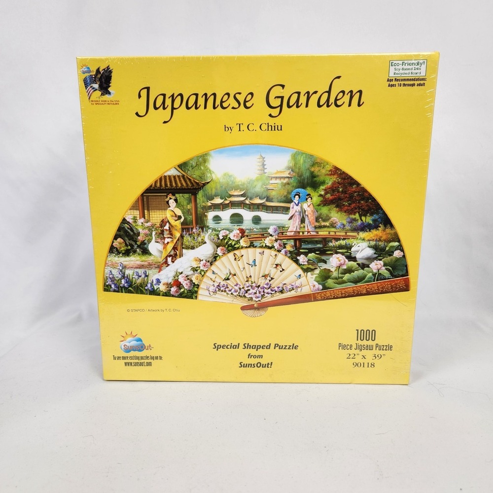 Sunsout Japanese Garden Fan‎ Shaped Puzzle TC Chiu 1000 Piece Brand New